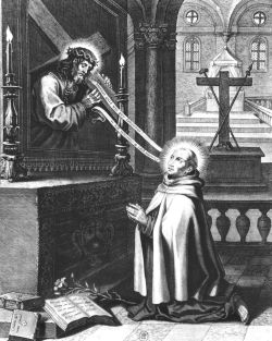 Mystické vidění svatého Jana od Kříže, francouzská rytina, 17. století.
